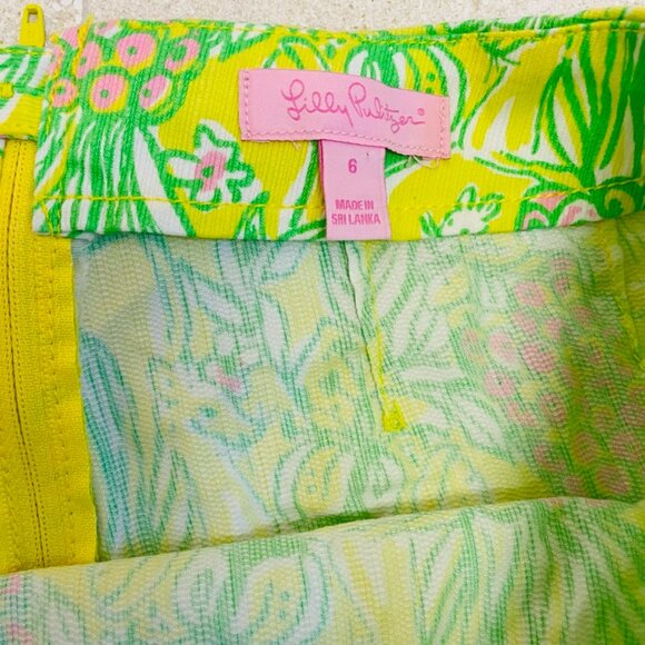 Size 6 Liza Style Crazy Cat House Shorts Lilly Pulitzer Lime Green - Picture 2 of 2